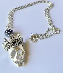 Handmade goth punk Victorian funky skull & black dice necklace💀🖤🍃🎲⭐️🤘