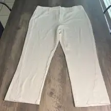 Elegant Cream Straight Leg Waffle Weave Women's Pants