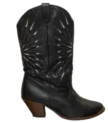 Dingo  Black Leather Starburst Western Cowboy Boots Size 6