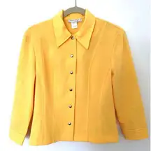 Vintage Dawn Joy Button Down Yellow Blazer Snap Buttons Long Sleeve USA Sz 4
