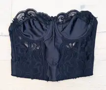 VTG Victorias Secret Womens Gold Label Corset Bustier Bra 36B Black Strapless