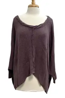 Free People Wool Blend Oversized Asymmetrical Dolman Sleeve Sweater Purple M/L