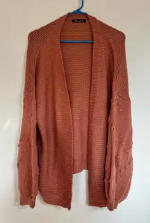 Women’s Simplee Open Knit Cardigan Dark‎ Orange Like Color