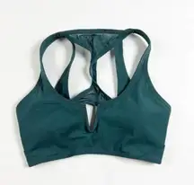 L*Space Inhale Mesh Overlay Racerback V Neck Athletic Work Out Crop Sports Bra M