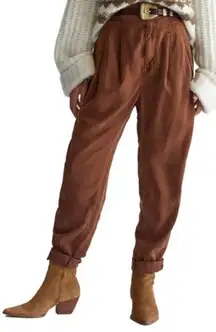 Free People Run Wild High Waisted Balloon Trouser Pants 14 Brown Womens MWOT