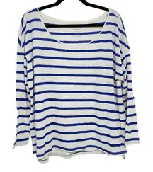 American Eagle Blue & White Striped Slouchy Tee Shirt Womens XL Beachy Oversized