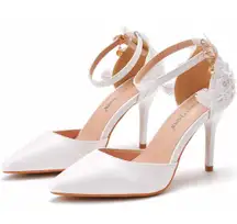 Crystal Queen White High Heel Pumps