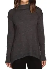 We The Free People Split Back Cowl Turtleneck Top Charcoal Womens Small PS‎