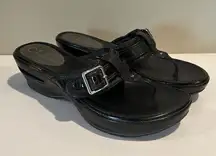 Air slip on slides sandals Black wedge heel rubber non skid sole SZ 9B