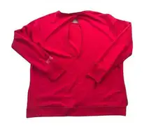 Victoria Sport VS Solid Red Sweatshirt High Low Hem Cut Out Back Size L