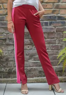 Pam & Gela Micro Scuba Track Pants Burgundy Red Pink Size M