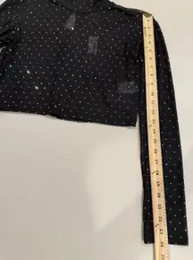 NEW Motel Lara Crop Top Women Large Mesh Sparkle Sheer HighNeck Indie Whimsigoth