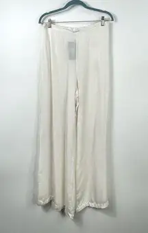 BRYN WALKER Long Full High Waist Wide Leg Pull on Pants Cream Tencel Size Large