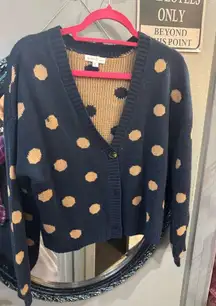 Polka Dot V-Neck Cardigan Sweater