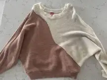 Francesca's half white half brown sweater 