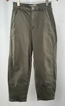 Everlane Organic Cotton Utility Barrel Pants in Army Green Size 00