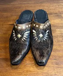 Sonora Hair On Leather Embellished Mules Clog