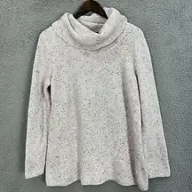 Talbots  sweater womens large ivory speckled cowl neck pullover soft cozy casual