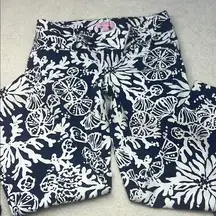 Lilly Pulitzer Navy Blue White Ocean Seashell Capri Pants Size 0