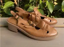 SILENT D Tan Leather Slingback Oxfords Heels Size 37 / US 7