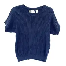 Vintage 90s Russ Cable Knit Womens Sweater PM Preppy Heritage Short Sleeve Y2K