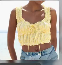 Zara women’s yellow gingham top 