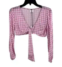 VDM the Label Swim Coverup Pink Gingham Crop Top Feminine Preppy XS New