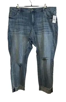 Kut From The Kloth High Rise Ankle‎ Straight Leg Jeans Size 20W Blue Rips NWT