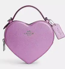 Coach Heart Crossbody Bag in Metalic Crossgrain Leather Lilac CP020