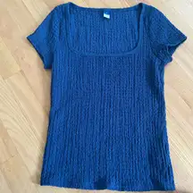 Blue Square Neck Top