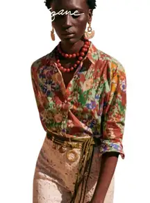 Sézane - Pierro Shirt Antique Floral Button Down Blouse Sz 36