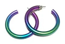Rainbow Hoop Earrings – Bold Multicolor Metal Hoops