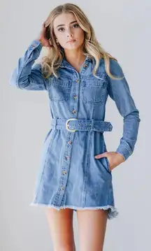 Long Sleeve Denim Mini Dress