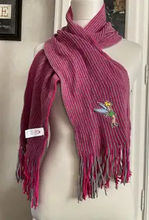 Disney pink and gray scarf with a Tinker bell image 23 1/2” x 7 1/2”