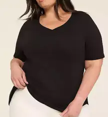 Lane Bryant Perfect Short‎ Sleeve V-Neck Tee Black 22/24