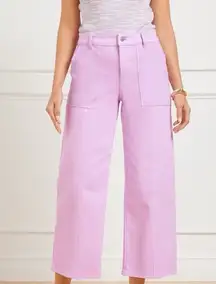 Talbots 14P 14 Petite Wide Leg Cropped Jeans Spring Lilac High Waisted HEMMED