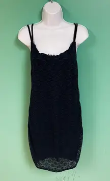 Navy Blue Crochet Mini Dress