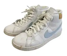 Nike Court Royale 2 Mid White Light Blue Leather High Top Sneakers Womens 8