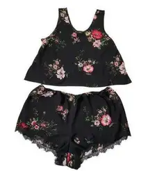 INC International Concepts Black Floral Sleepwear Set Women Size XXL | 10H-44