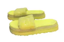 UGG Lemon (& Slight Lime) Platform Lamb Fur Slides Slippers Women US 8