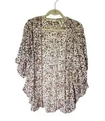 Floral White Flowy Open Front Kimono size XS/S