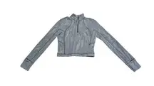 Lululemon Its Rulu Run Cropped Half Zip Jacket Pullover Reverberate Chevron Grey