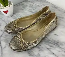 Jimmy Choo Walsh Gold Sequin Ballet Flats Size 6