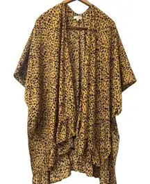Umgee Animal Print Cocoon Kimono Cardigan Womens S/M Metallic Yellow‎ Black NEW
