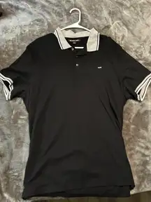 Michael Kors Black Polo with Striped Trim