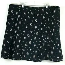 New Collection by Bobeau Floral Print Curvy Skirt Womens Plus 3X Navy Ditsy NWT
