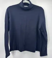 Pendleton Silk Blend Sweater Blue Mock Neck Long Sleeve Womens Large lightweight