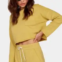 Mate The Label Organic Cotton French Terry Pocket Crop Sweatshirt Yellow S