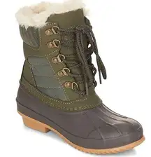 Khombu Faux Fur Duck Boots Booties Kathleen Waterproof Olive Green Sz 11 New