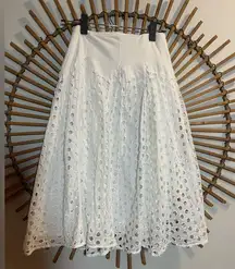 Passports Women’s Textured Midi Skirt Elegant White Boho Euro Summer Layered 🪬🧿